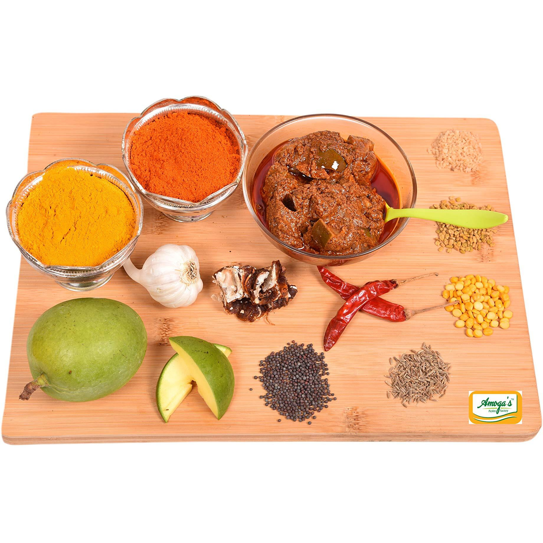 Amoga's Pickles Factory Andhra Fresh Gooseberry Thokku/Usirikaya Thokku Pickle/Achar 200 gm and Mango Pickle 200 gm Combo Pack (Pack of 2)