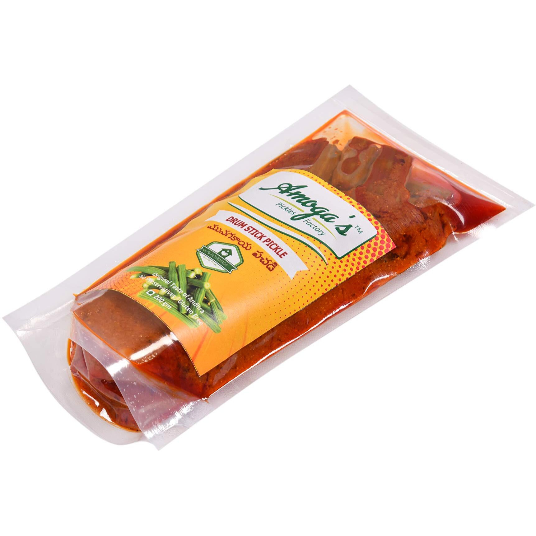 Amoga's Pickles Factory Andhra Fresh Drumstick /Munagakaya/Shajan Pickle/Achar 200 gm and Gongura Pickle 200 gm Combo Pack (Pack of 2)