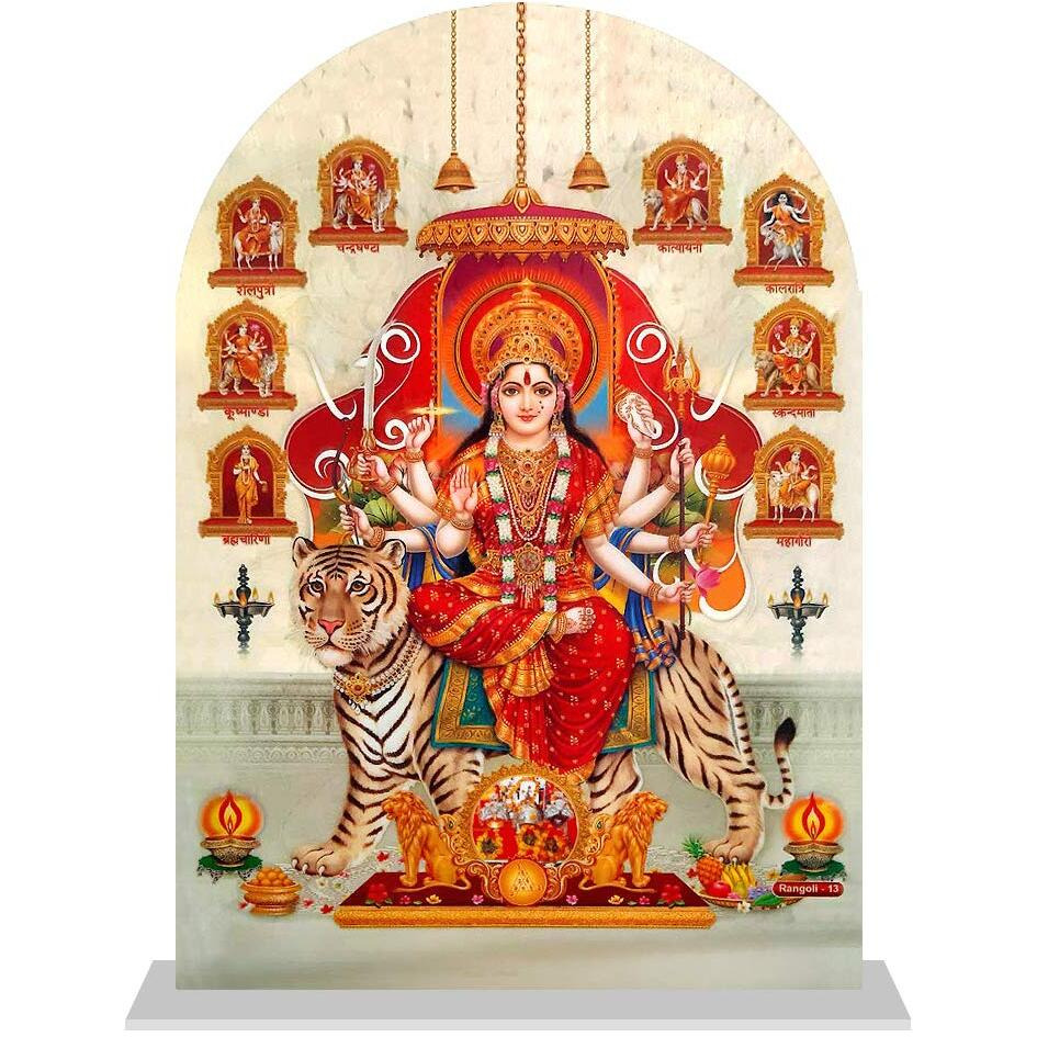 AUTOEASY Navdurga Idol for Car Dashboard/Home/Pooja/Office/Study Table/Decoration Acrylic (Multicolour, Medium)