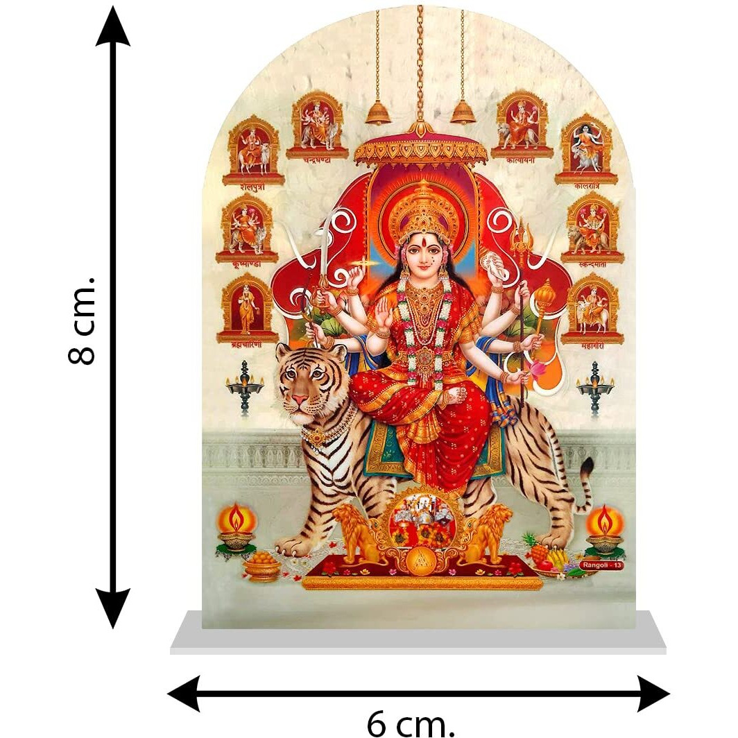 AUTOEASY Navdurga Idol for Car Dashboard/Home/Pooja/Office/Study Table/Decoration Acrylic (Multicolour, Medium)