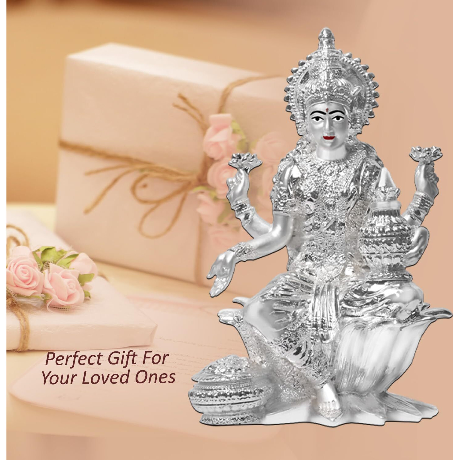 DIVINITI 999 Silver Plated Resin Idols | Car Dashboard | for Mandir, Office and Home Dcor (Laxmi MATA-1)