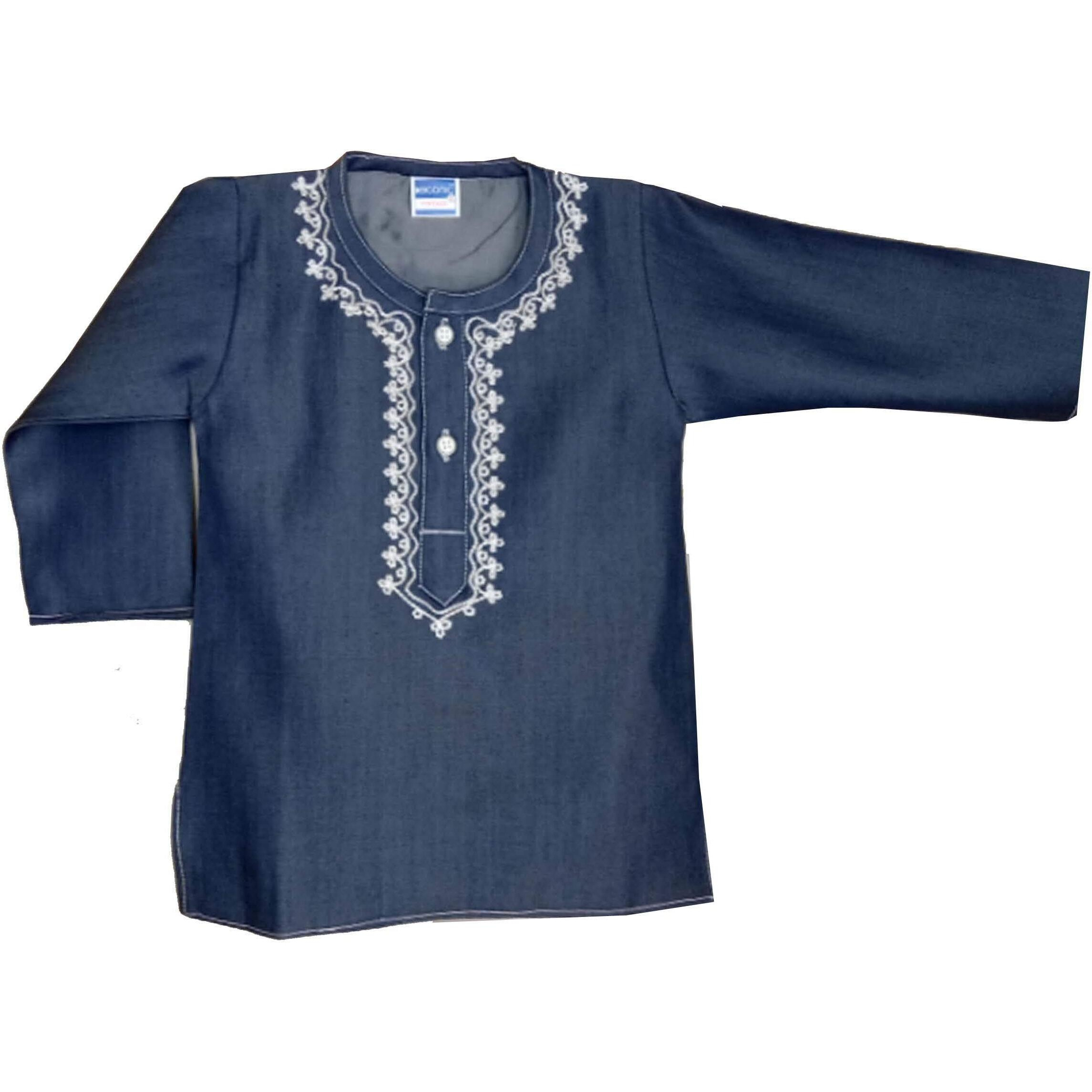shaishav wears Baby boy/Kid Cotton Kurta & Pyjama (0 Months - 5 Year) (2-3 Years, Denim)