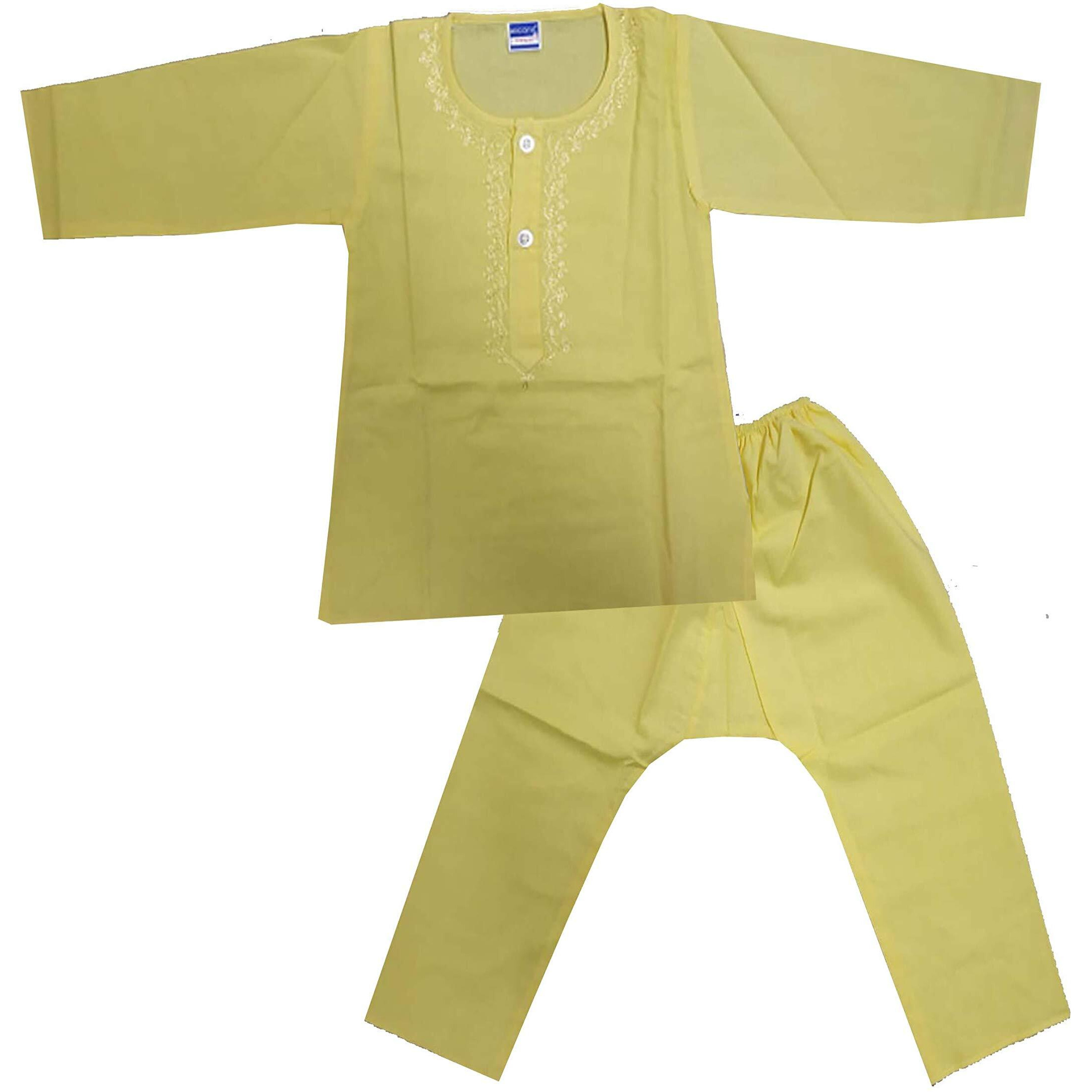 shaishav wears Baby boy/Kid Cotton Kurta & Pyjama (0 Months - 5 Year) (12-18 Months, Yellow)
