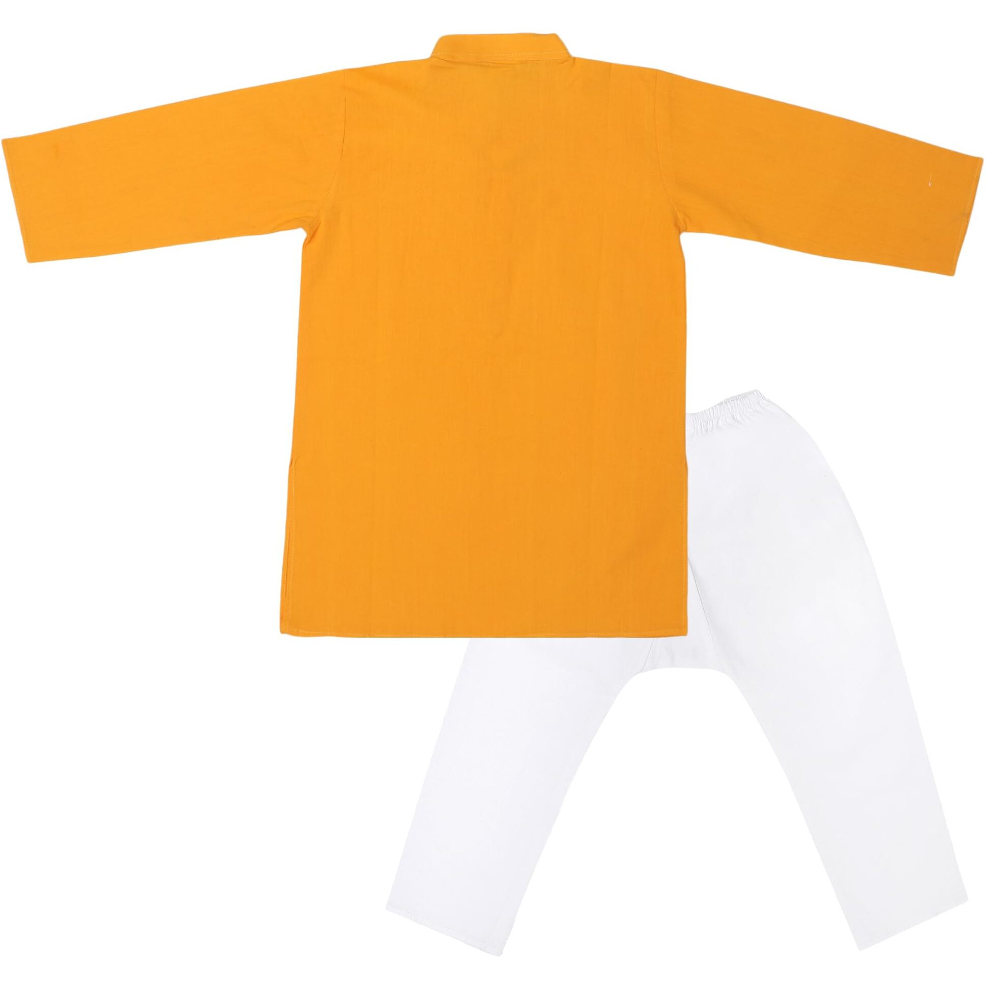 Shaishav Wears Ethnic Wear Kids 100% Cotton Kurta Pyjama Set for Baby Boys - Sea Green (3-4 Years, Turmeric Yellow)