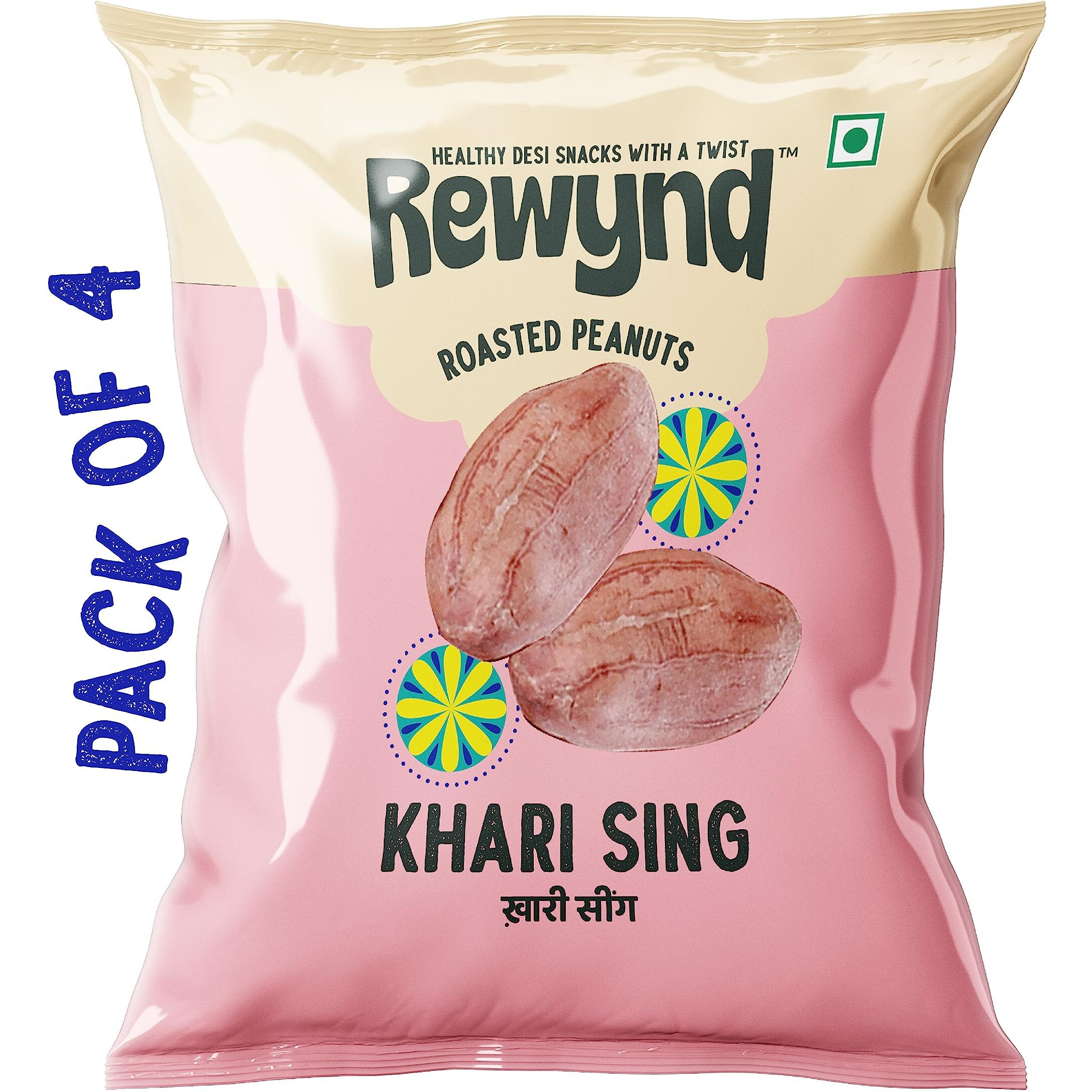 Rewynd Khari Sing Roasted Peanuts | Pack of 4 (800gm) | Salted Peanuts | With Husk | High Protien & Low Carbs | 100% Veg