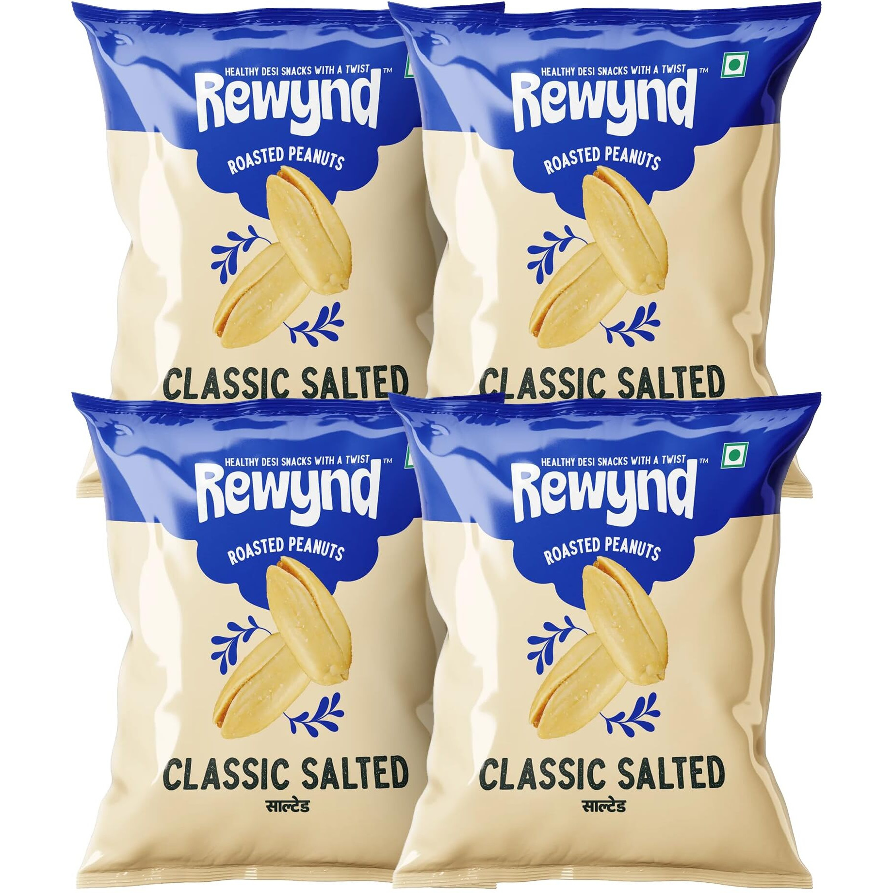 Rewynd Classic Roasted Salted Peanuts | 600gm (Pack of 4) | Crunchy and Fresh Roasted Peanuts | Healthy & Tasty