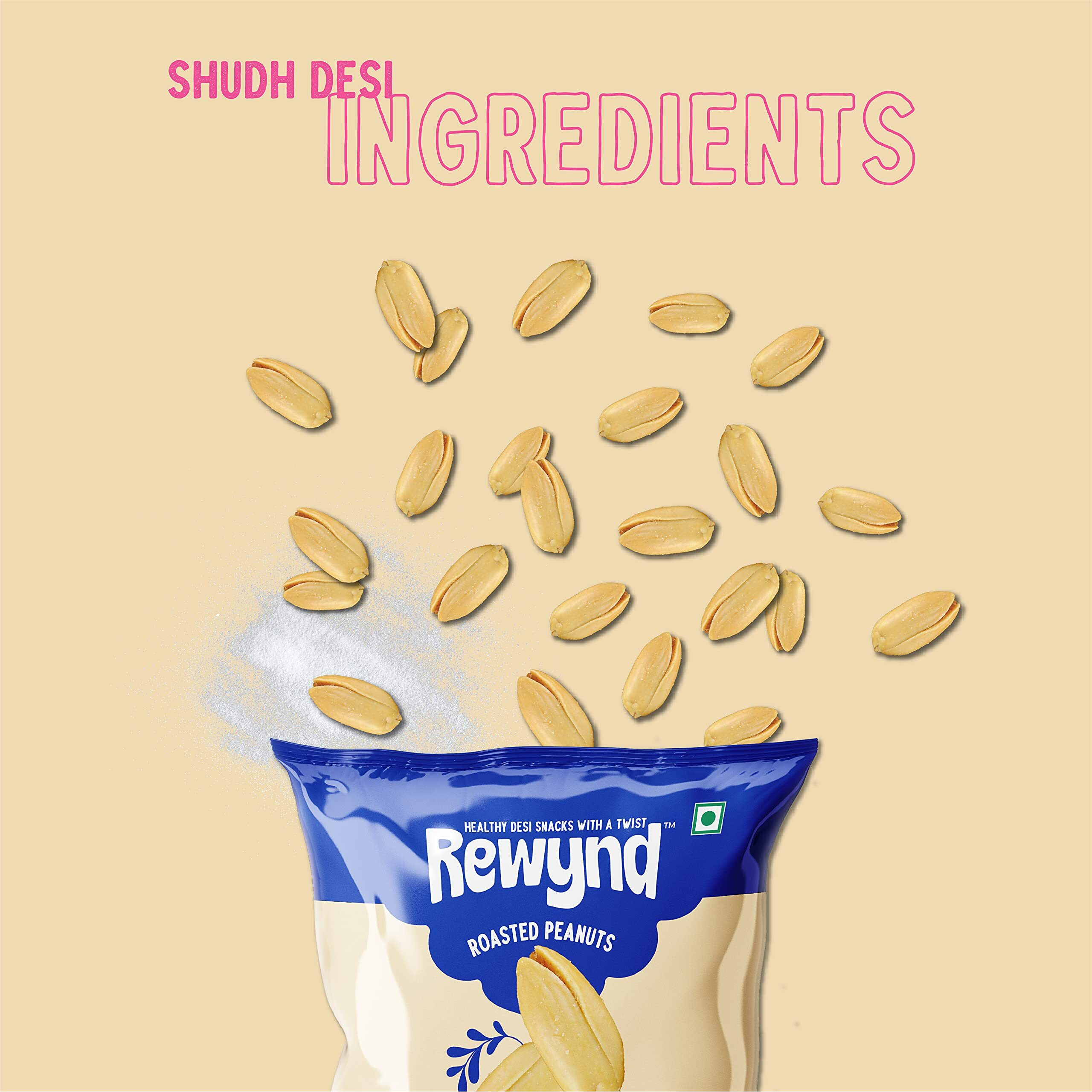 Rewynd Classic Roasted Salted Peanuts | 600gm (Pack of 4) | Crunchy and Fresh Roasted Peanuts | Healthy & Tasty