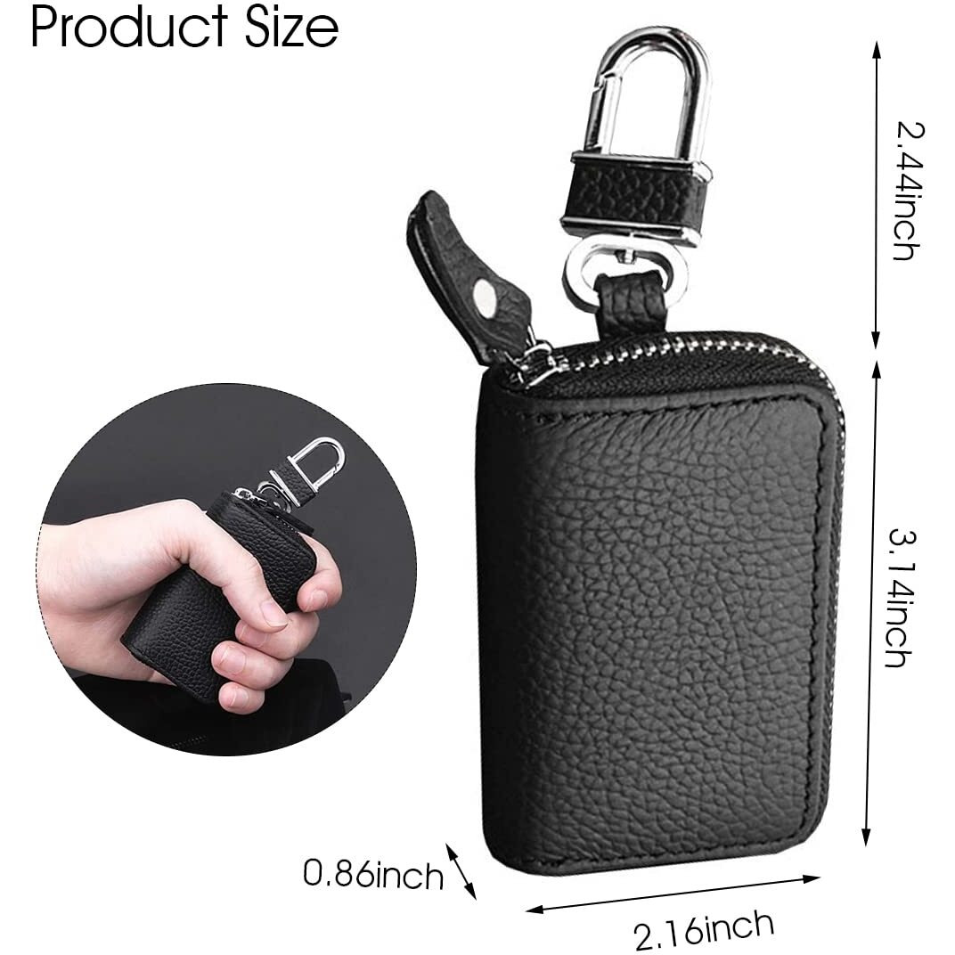 PALAY Car Key Case Protection Leather Car Smart Keychain Coin Holder Auto Remote Car Key Holder For Women And Men Gifts For Men(8.5X5.2Cm), Black