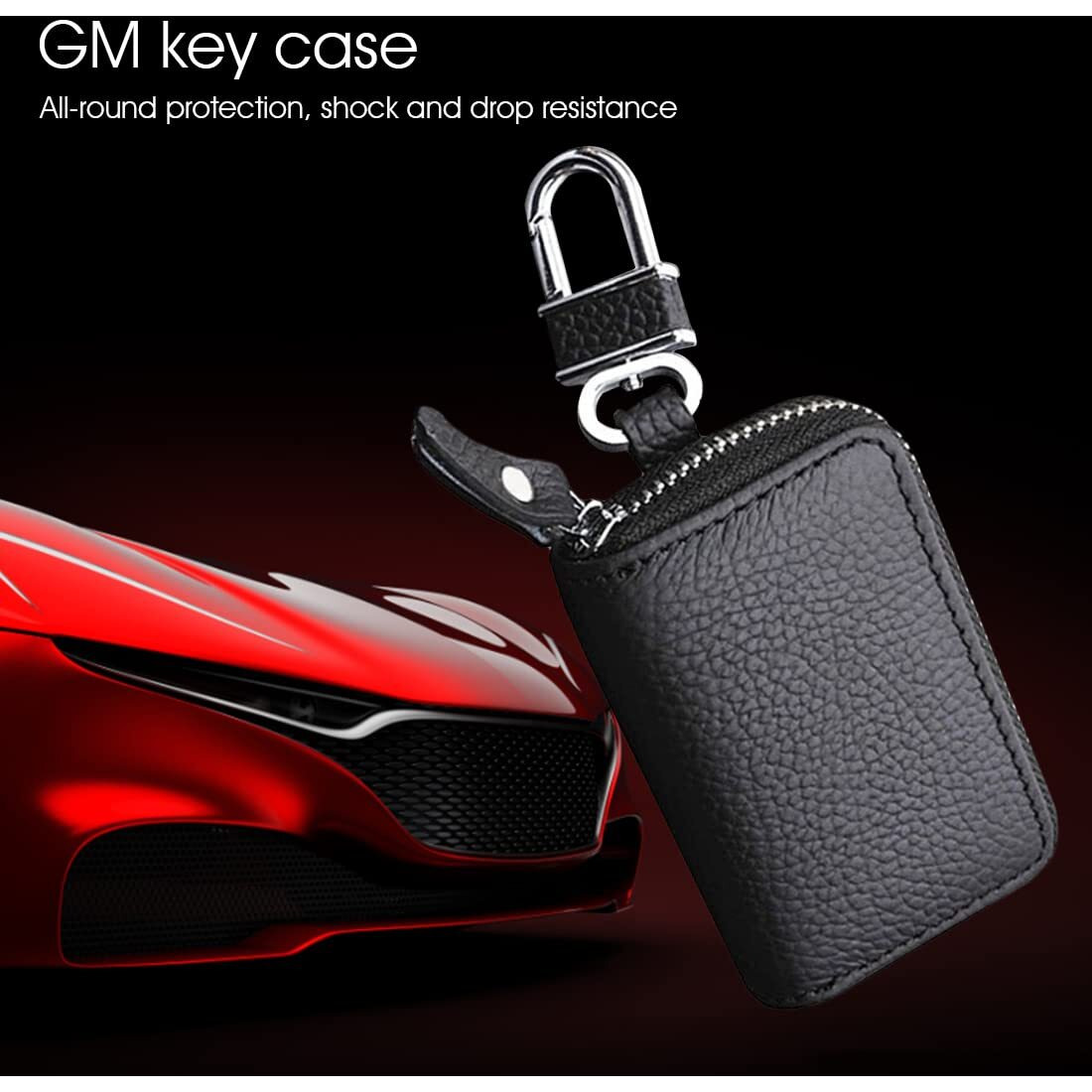 PALAY Car Key Case Protection Leather Car Smart Keychain Coin Holder Auto Remote Car Key Holder For Women And Men Gifts For Men(8.5X5.2Cm), Black