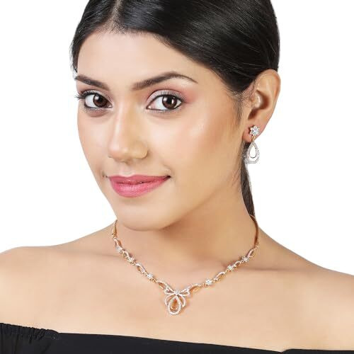 Estele Jewellery Sets for Women Gold Plated Bridal Necklace Jewellery Set with Earrings for Girls/Women