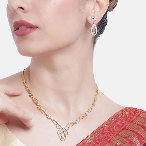 Estele Jewellery Sets for Women Gold Plated Bridal Necklace Jewellery Set with Earrings for Girls/Women