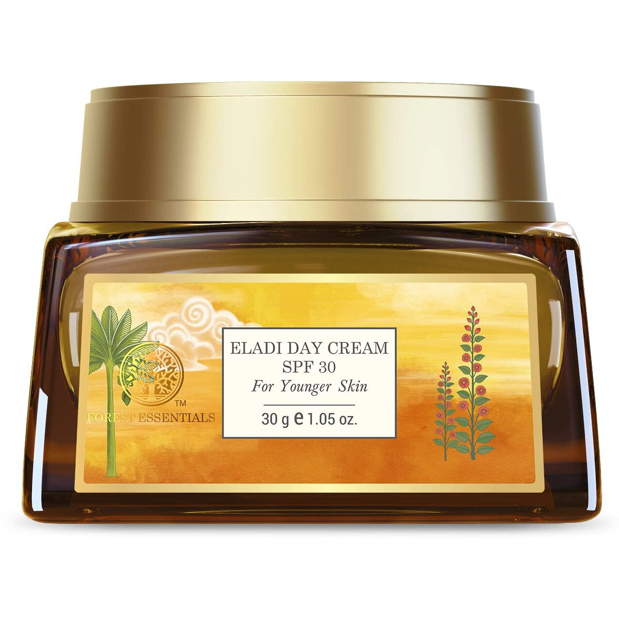 Forest Essentials Eladi Day Cream with SPF 30 | Ayurvedic Cooling Face Cream for Acne Prone Skin | With Vitamin C Concentrate, Niacinamide, & Natural Zinc Bhasma