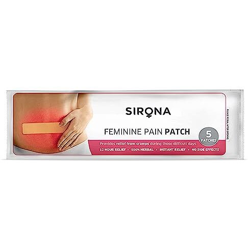 Sirona Herbal Period Pain Relief Patches - Pack of 5 | Instant Relief from Menstrual Cramps | Cool Patches with No Chemical Actives | No Side Effects