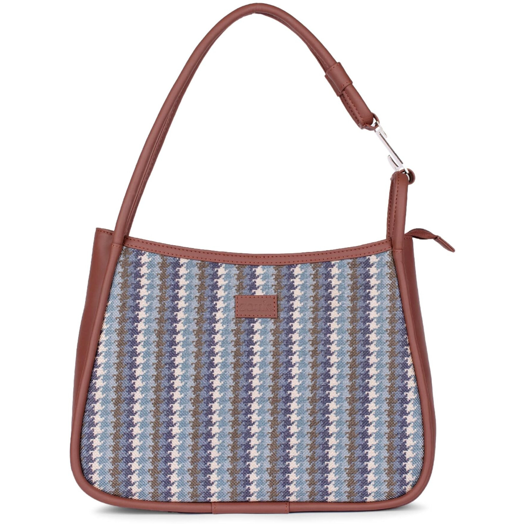 ZOUK Bombay Houndstooth Printed Jute Handcrafted Vegan Leather Multicolor Womens Sleek Shoulder Bag |Hobo Bag|
