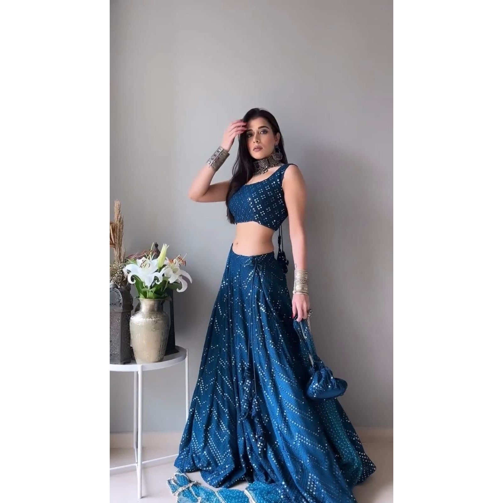 ZAALIMA FASHION WITH Z LOGO Amazon India Womens Heavy Satin And Sequence Embroidery Work Semi Stitched Lehenga Choli & Dupatta Set(Free_Size) (Wine)