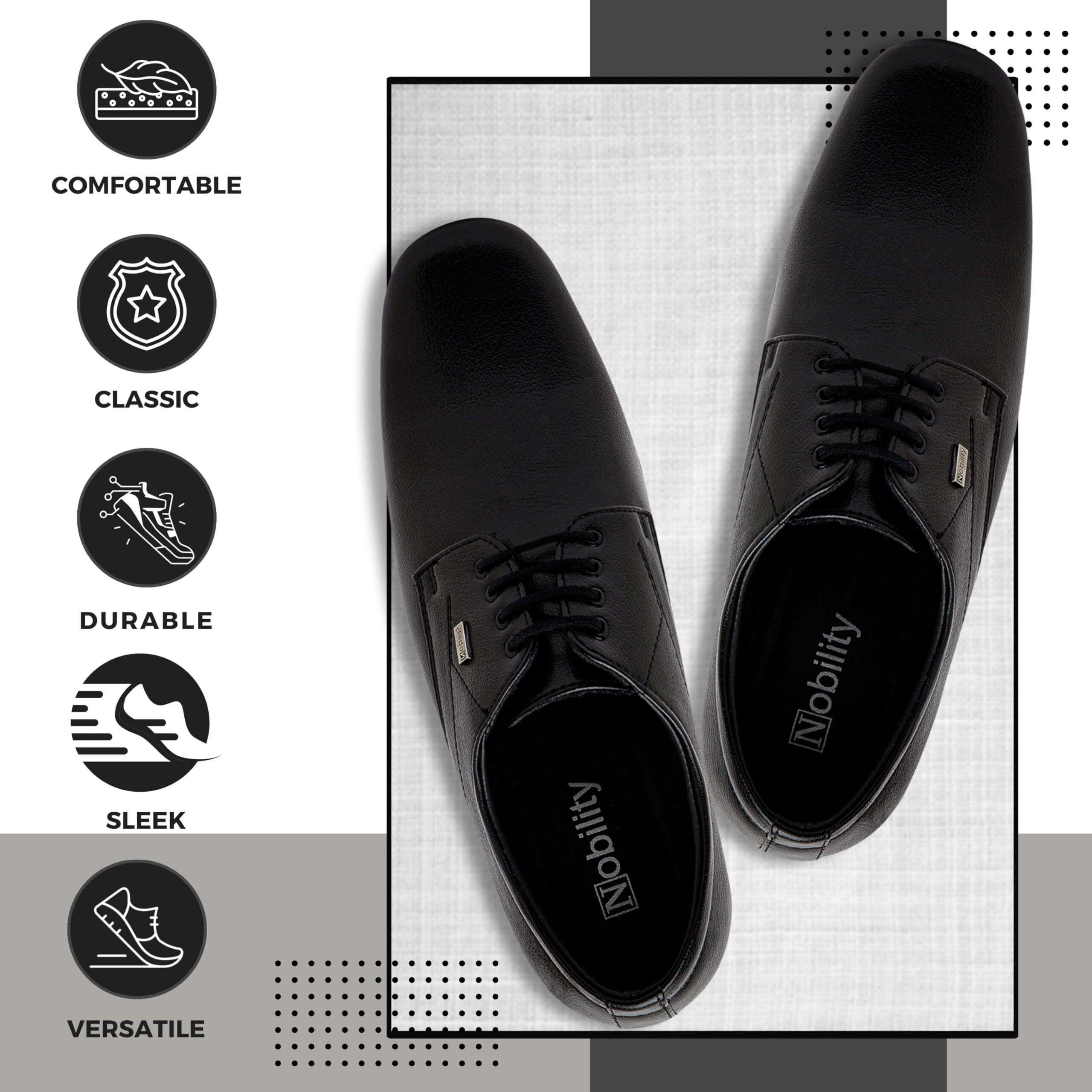 NOBILITY by Action Faux Leather Black Formal Lace Up Leather Shoes for Men | Comfortable Walking | Classic Design | Breathable | Slip Resistant |6 UK