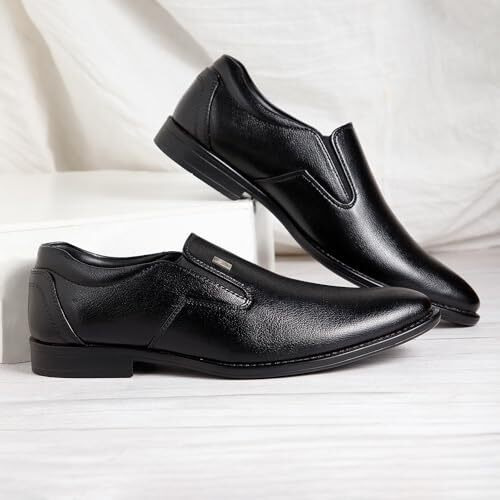 NOBILITY by Action Faux Leather Black Formal Slipon Shoes for Men | Comfortable Walking | Classic Design | Breathable | Slip Resistant ||8 UK