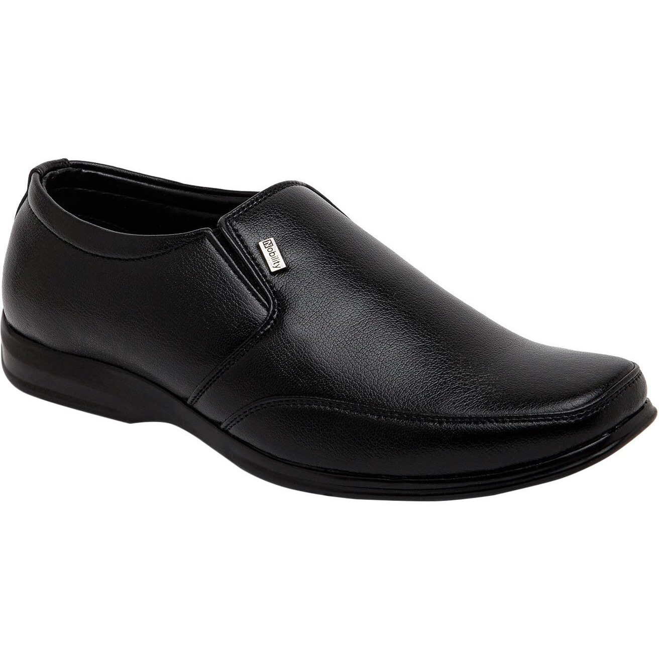 NOBILITY by Action Faux Leather Black Formal Slip On Shoes for Men | Classic Design | Comfortable Walking | Breathable | Slip Resistant |7 UK