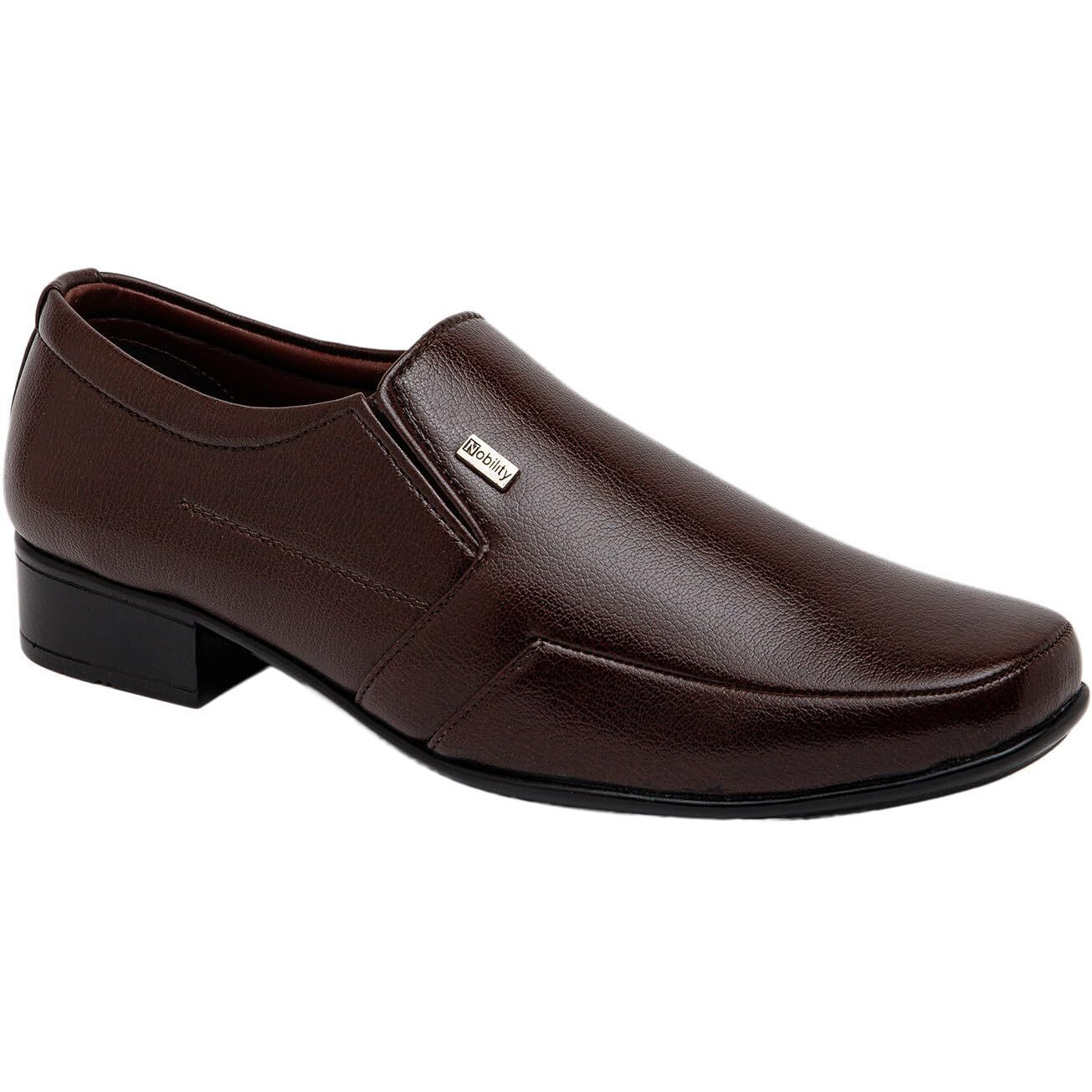 NOBILITY by Action Faux Leather Brown Formal Slip On Shoes for Men | Breathable | Comfortable Walking | Classic Design | Slip Resistant |10 UK