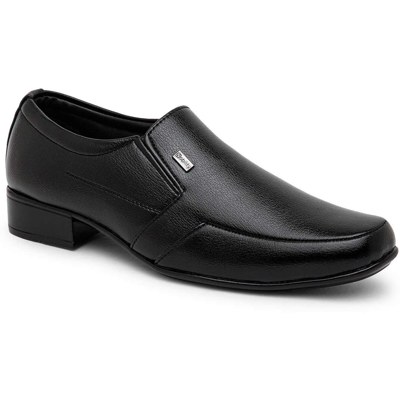 NOBILITY by Action Faux Leather Black Formal Slip On Shoes for Men | Breathable | Comfortable Walking | Classic Design | Slip Resistant |10 UK