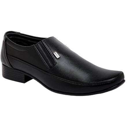 NOBILITY by Action Faux Leather Black Formal Slip On Shoes for Men | Comfortable Walking | Classic Design | Slip Resistant | Breathable | 7 UK