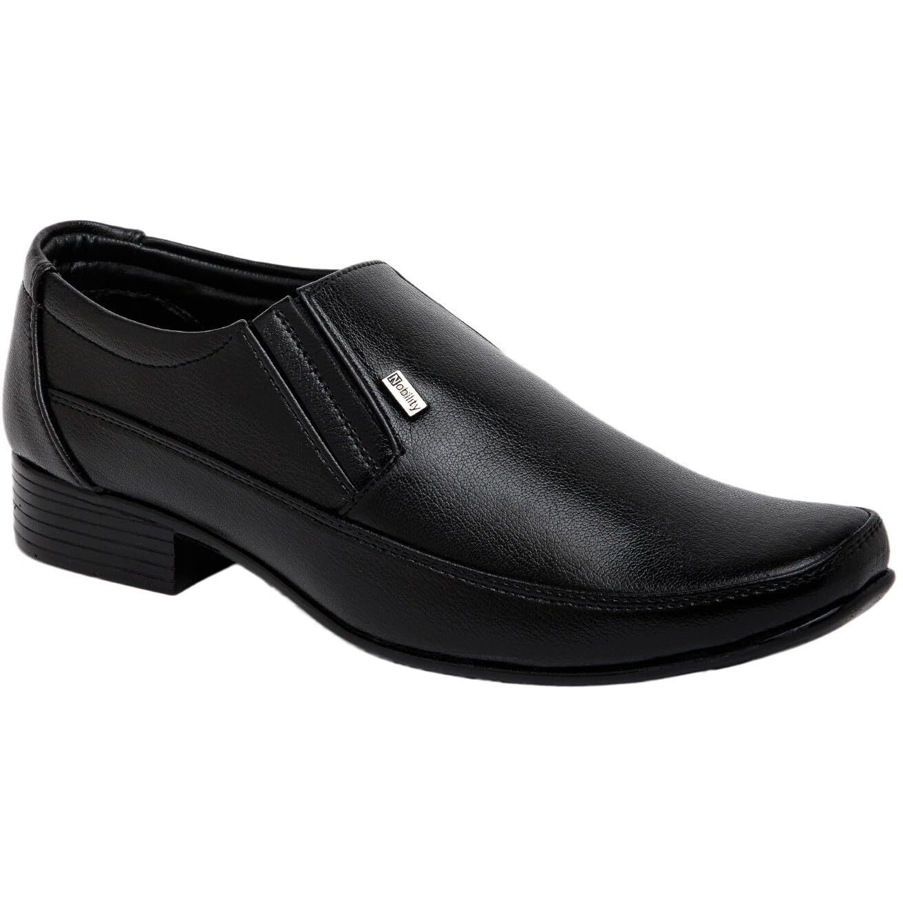NOBILITY by Action Faux Leather Black Formal Slip On Shoes for Men | Comfortable Walking | Classic Design | Slip Resistant | Breathable | 9 UK
