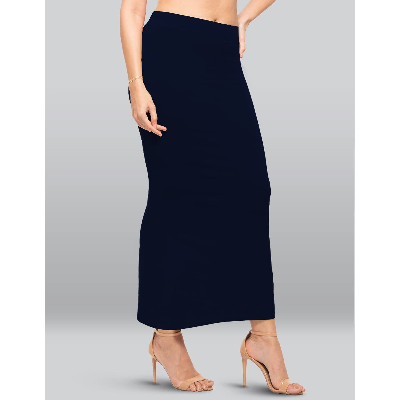 Lyra Soft Viscose Elastane Fabric Saree Skirt/Saree Shaper/Saree Shapewear for Women Deep Navy