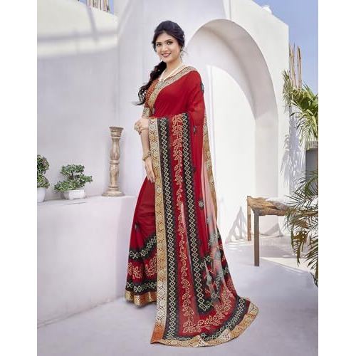Yashika Woven Georgette Womens Saree (AZ-YS-P1-HARMAN-SHEFALI-YASTIKA-Parent_Red 01)