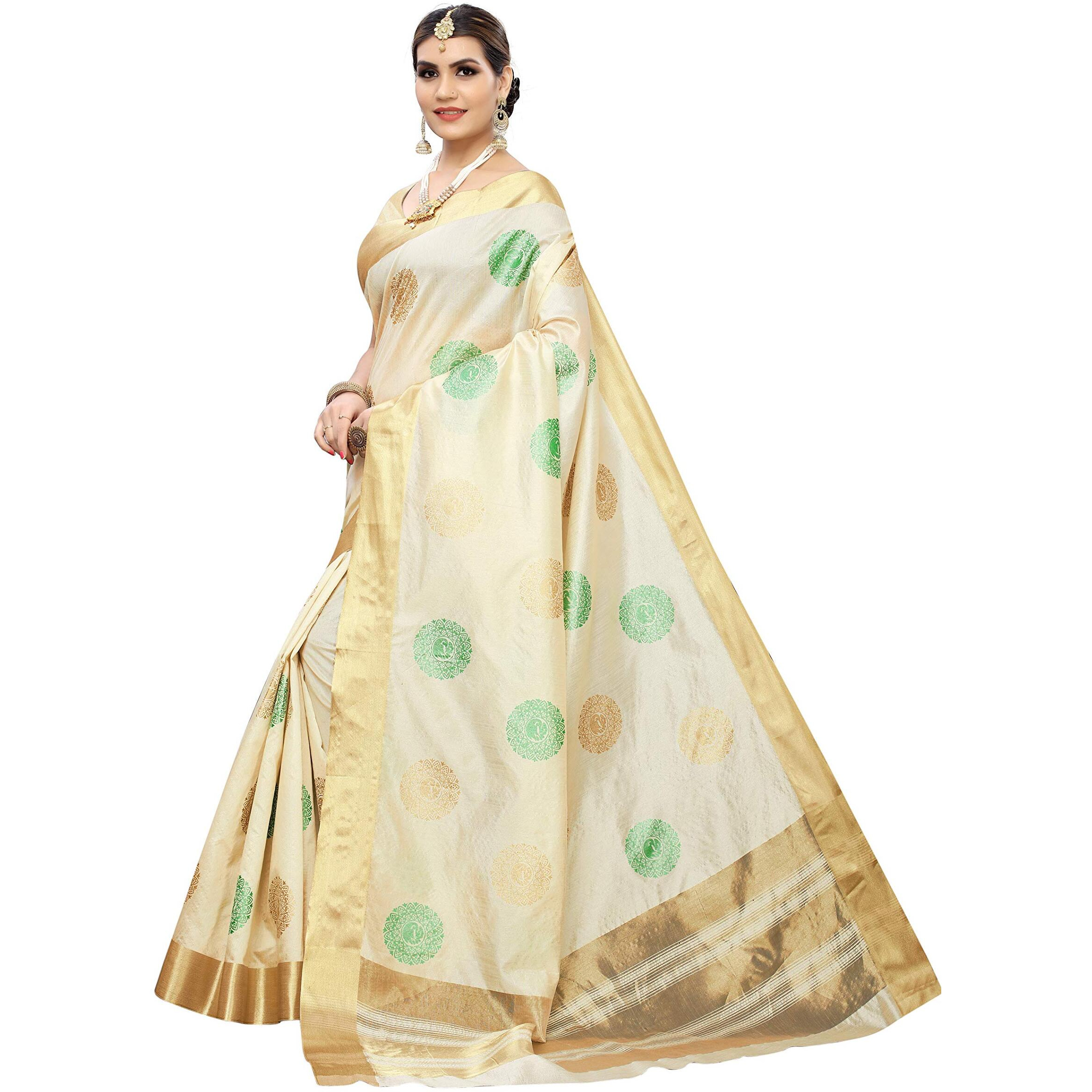 Yashika Womens Cotton Blend Printed Saree With Blouse Piece(SDPL-KERALA BIRD PINK)
