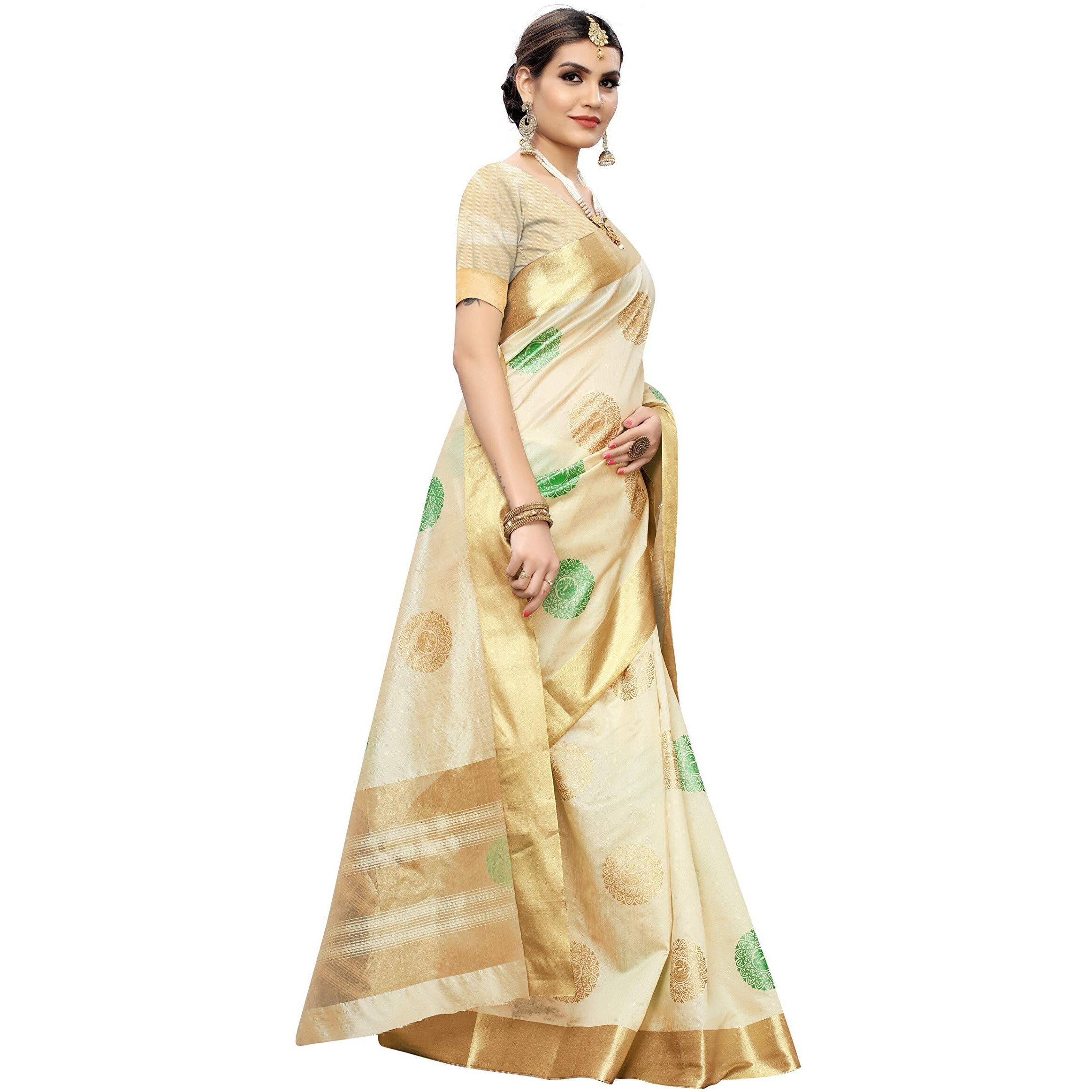 Yashika Womens Cotton Blend Printed Saree With Blouse Piece(SDPL-KERALA BIRD PINK)