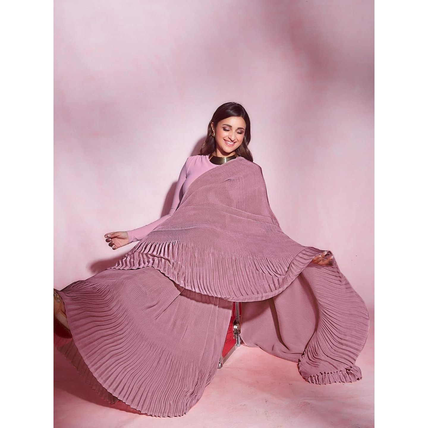 Sidhidata Womens Woven Synthetic Saree With Blouse Piece (Parineeti Onion_Onion)