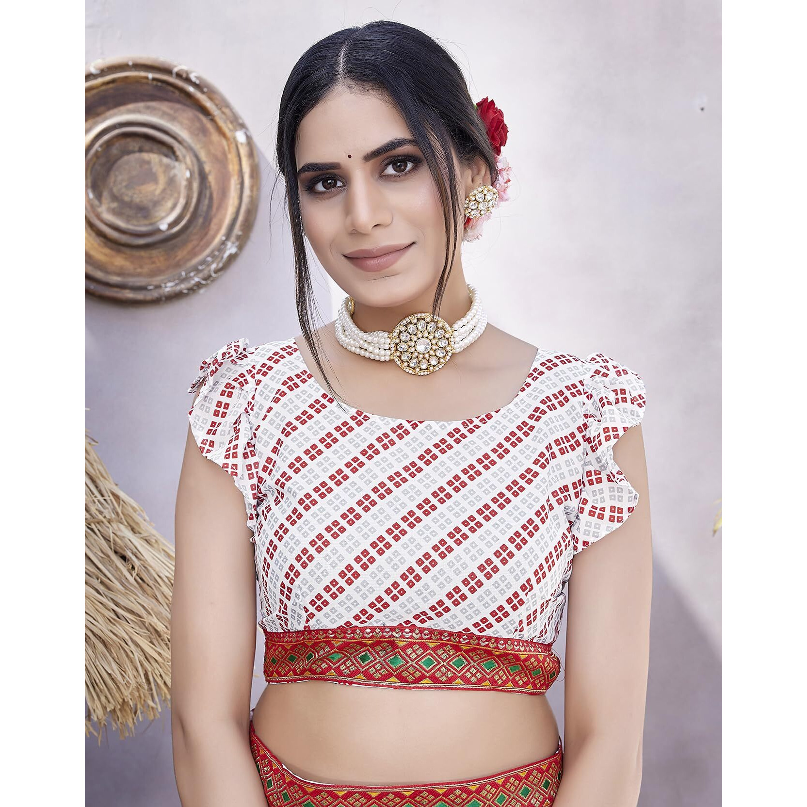 Yashika Womens Georgette Saree Printed Saree With Unstitched Blouse Material - Suitable For All Indian Occasions and Festivals (AZ-YS-OG-ANUSHI RED)