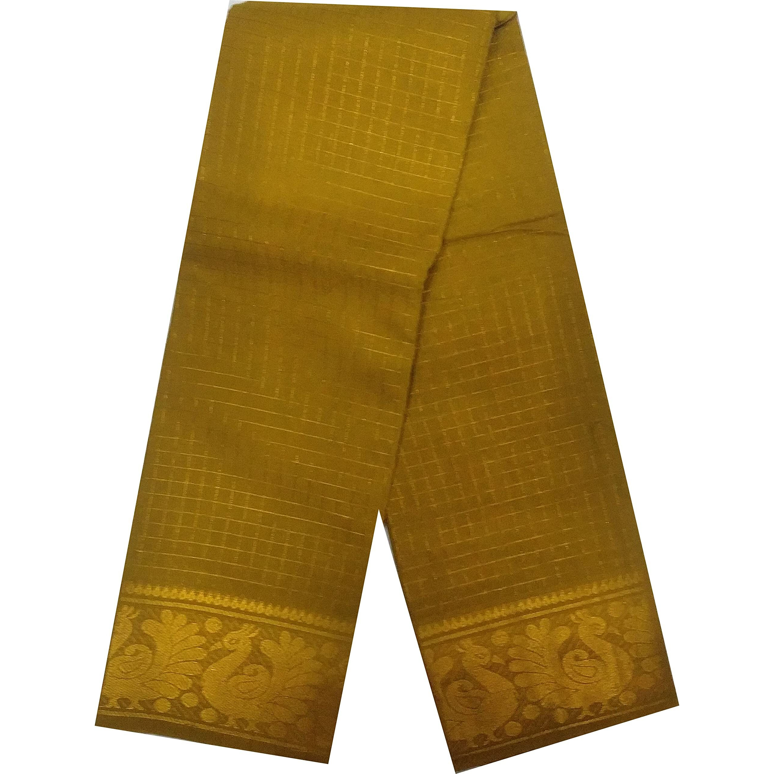Madurai Sungudi Cotton- Zari Checked Self Medium Size Border Saree For Women (Mustard)