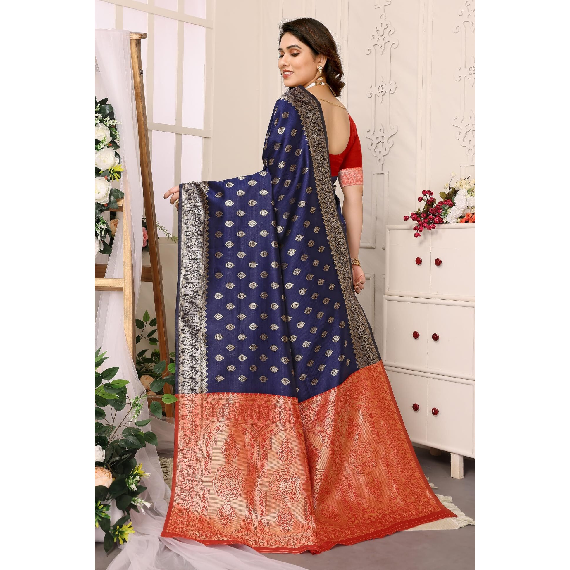 VJ Fashion Women Banarasi Soft Silk Zari Border Saree With Blouse Piece_freesize