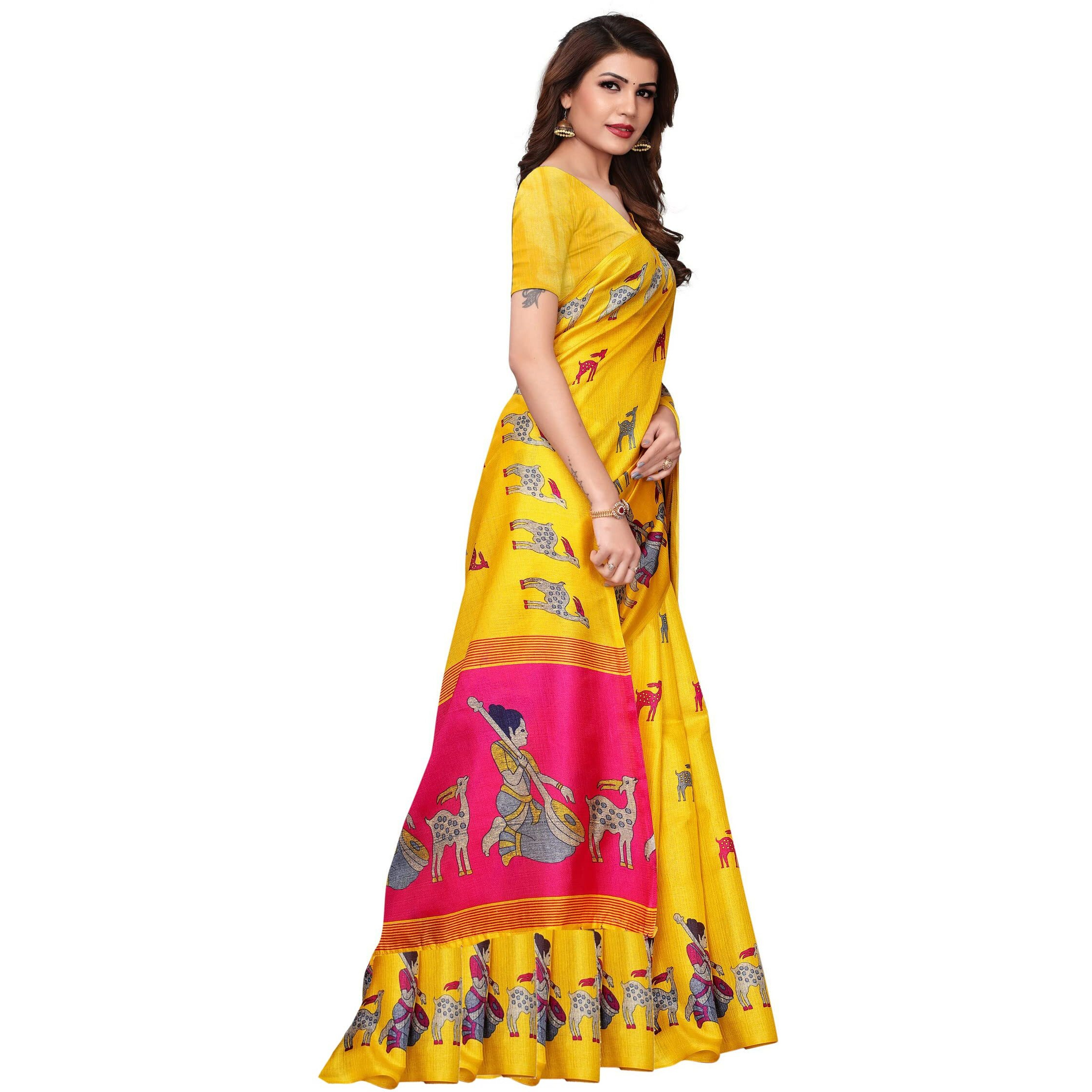 Yashika Women Art Silk Saree(SDPL-MAITHALI_Yellow_Free Size)