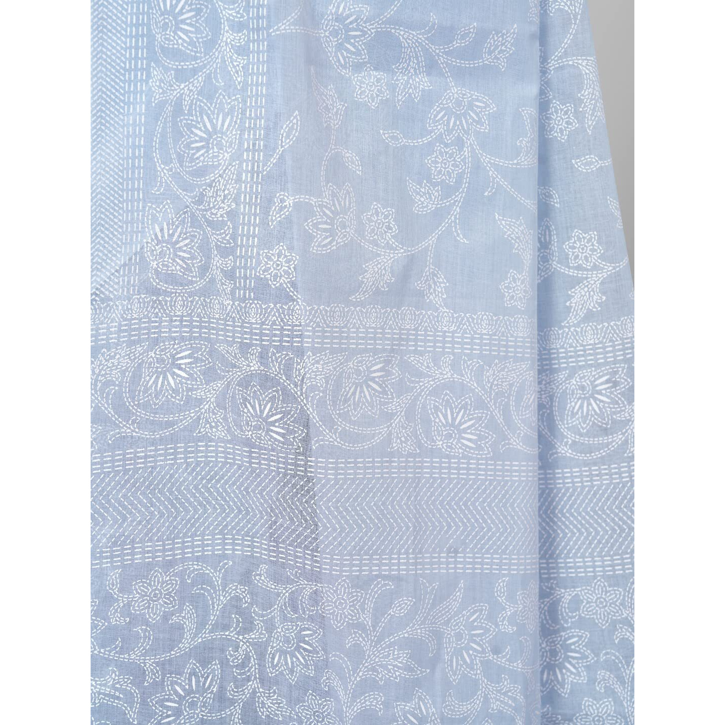 RATAN Pure Cotton Printed Mulmul Saree for Women with Blouse Piece (MMZ-BP-SKY_Sky Blue)