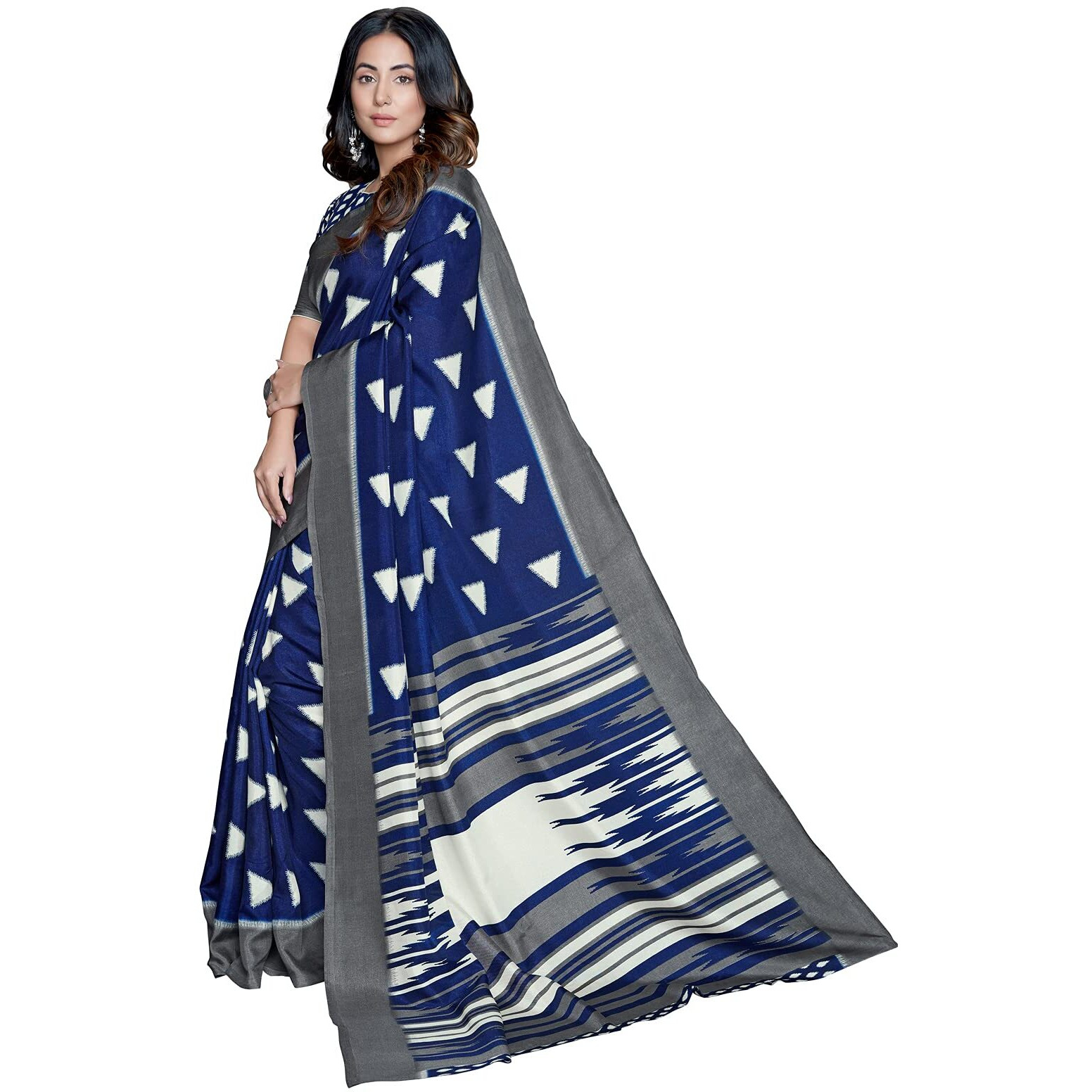 Satrani Womens Printed Poly Silk Saree With Blouse Piece