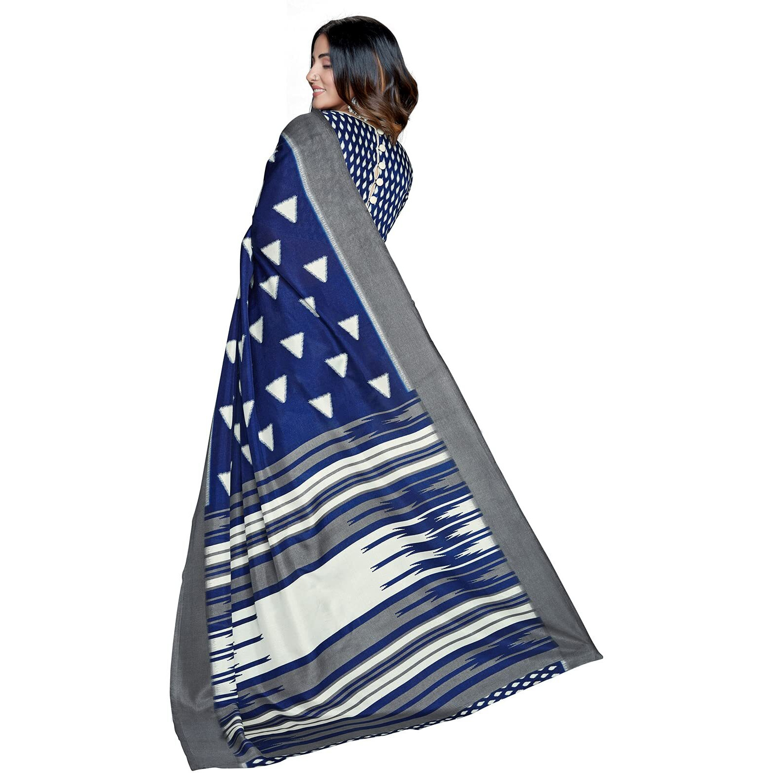 Satrani Womens Printed Poly Silk Saree With Blouse Piece