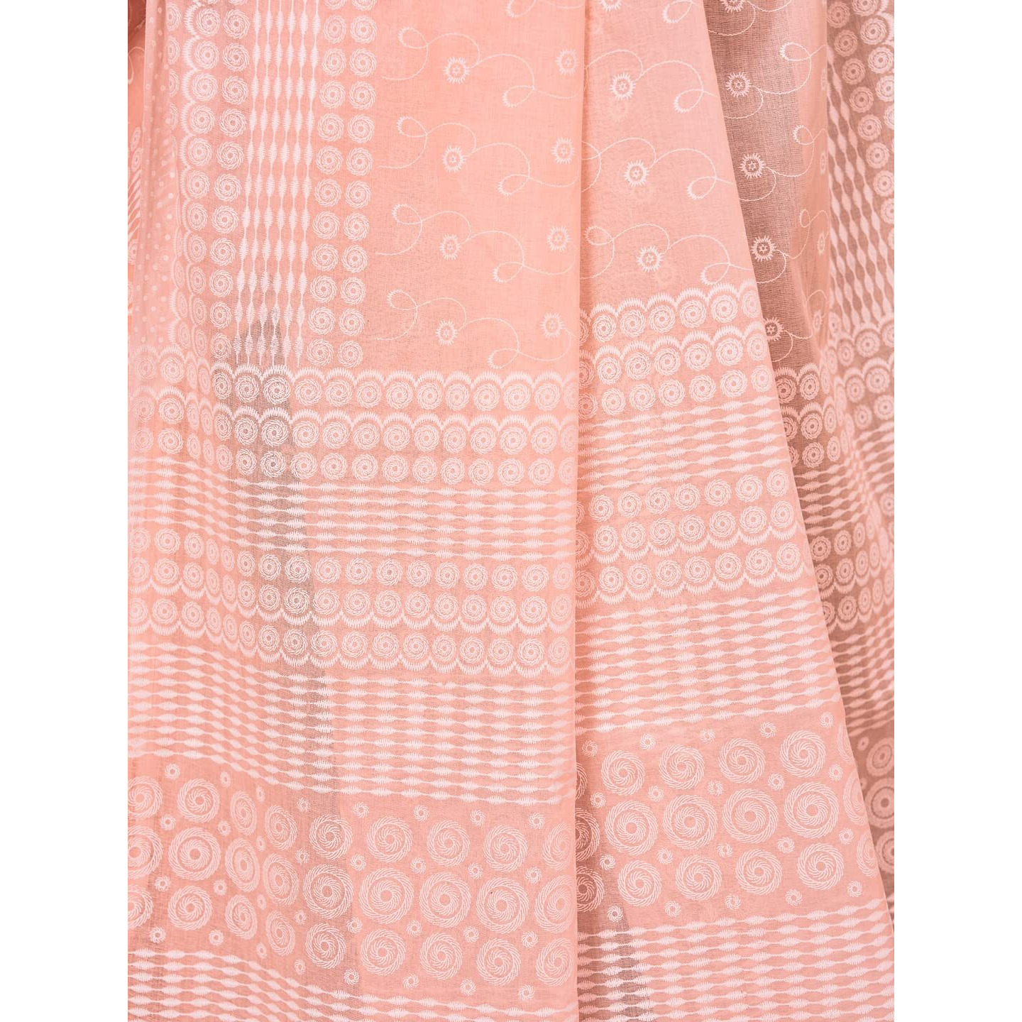 RATAN Pure Cotton Printed Mulmul Saree for Women with Blouse Piece (MMZ-BP-PCH_Peach)
