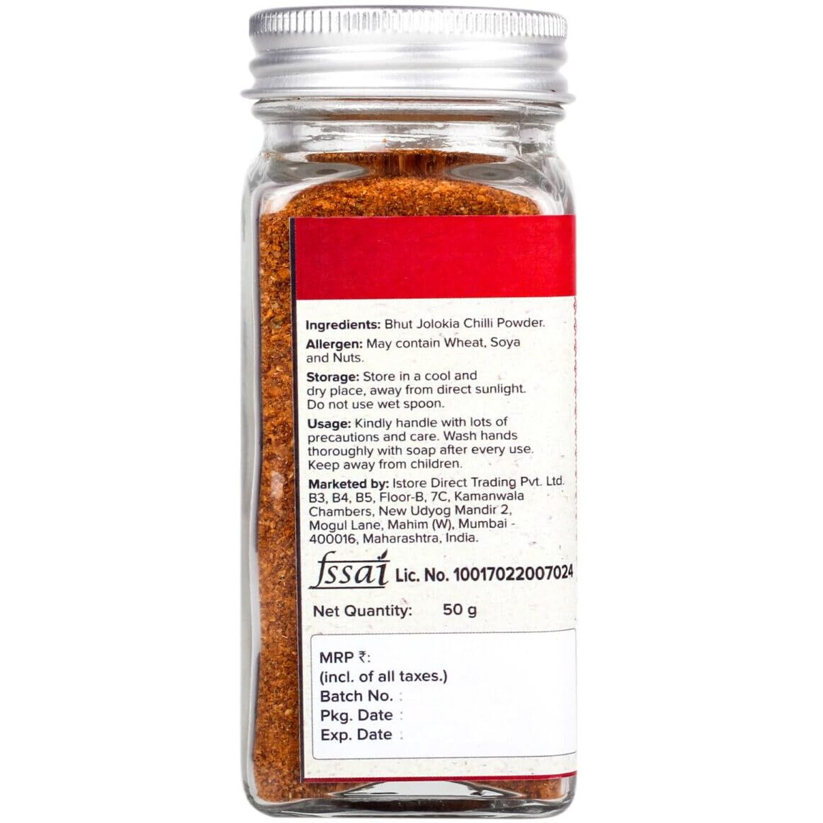 Urban Platter Assamese Bhut Jolokia chilli Powder, 50g [1 Million Scovilles of Heat, King Naga chilli Powder, SUPER-HOT]