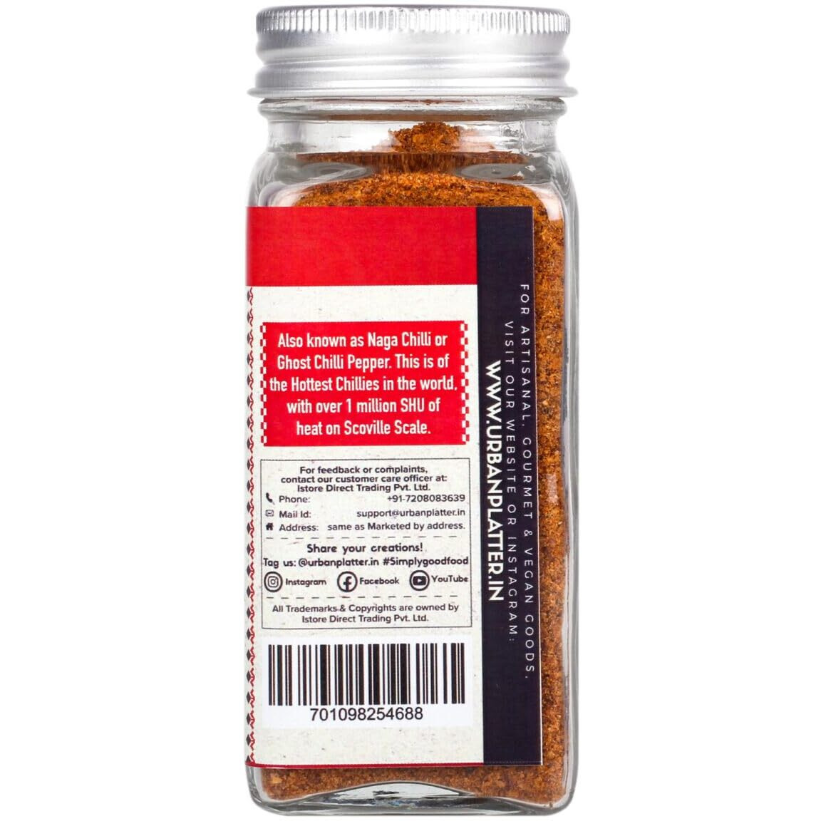 Urban Platter Assamese Bhut Jolokia chilli Powder, 50g [1 Million Scovilles of Heat, King Naga chilli Powder, SUPER-HOT]
