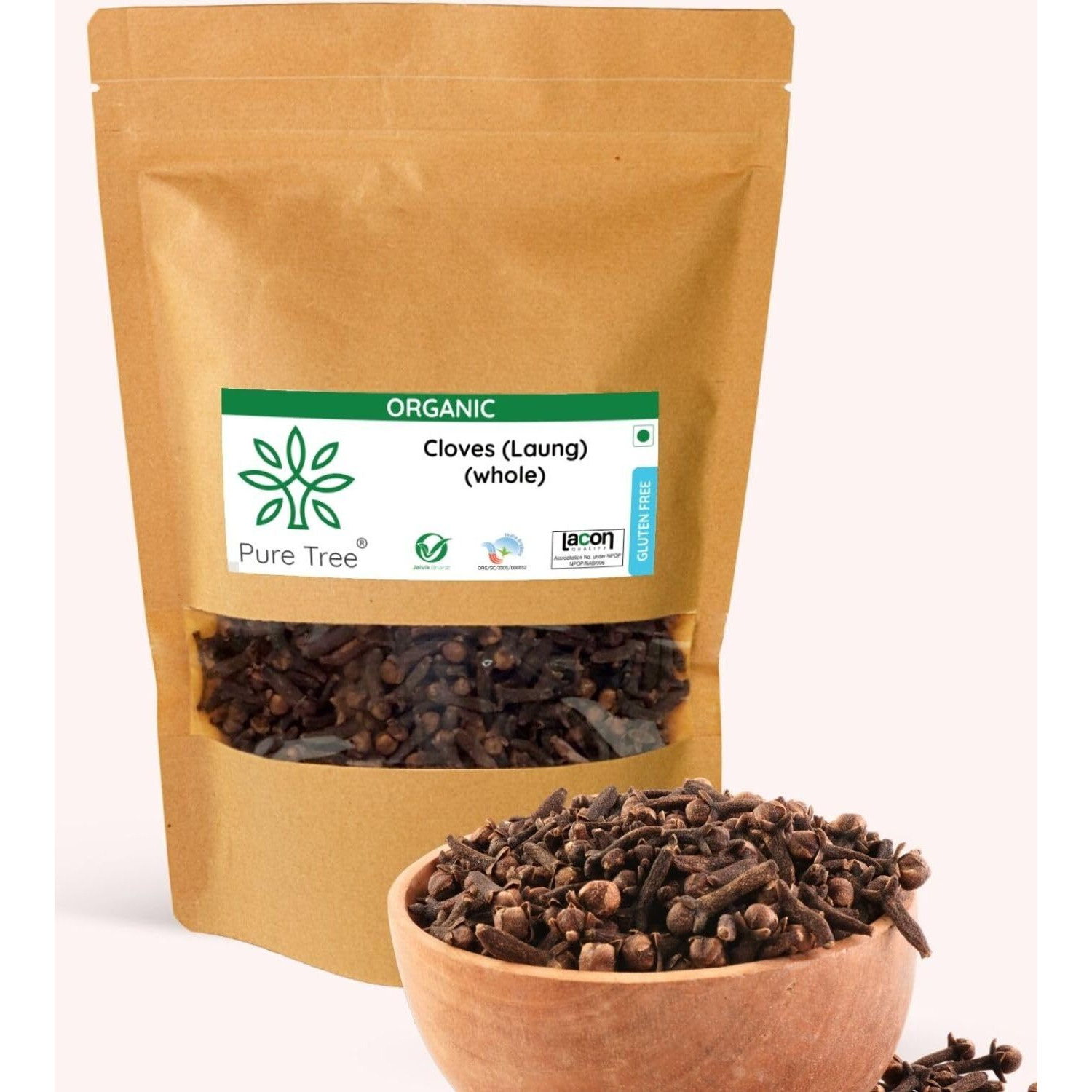 Pure Tree Certified Organic Laung | 50 g | Organic Cloves Whole | Lavang Whole Spices | Aromatic & Flavorful Clove Seeds Khada Masala | Dried Cloves | lavangam