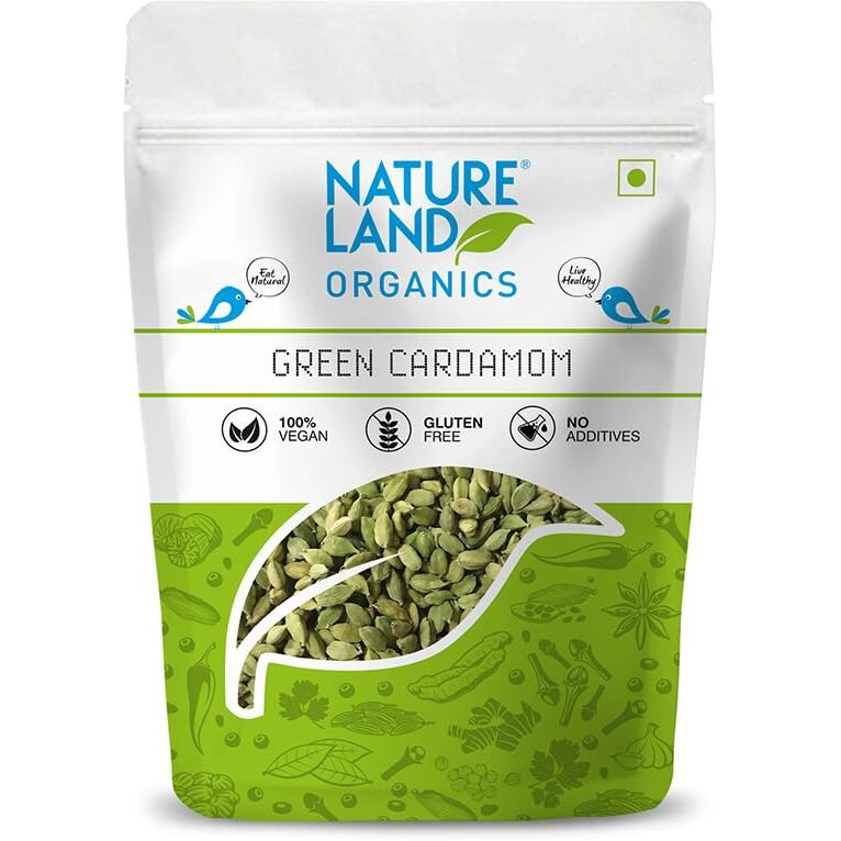 Natureland Organics Green Cardamom 75 Gm - Organic Hari Elaichi