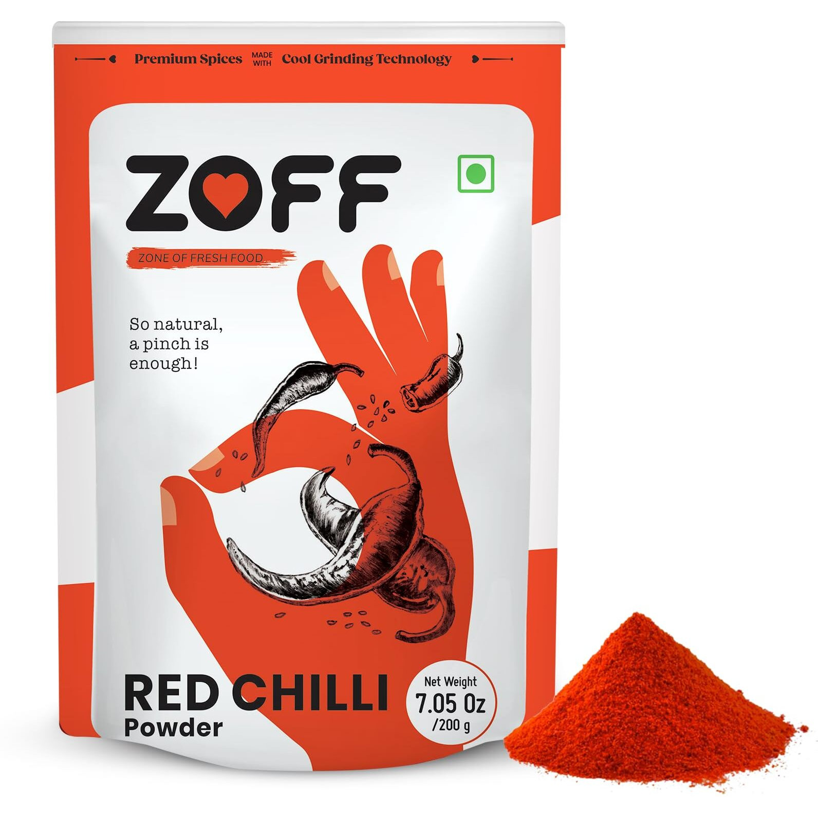 Zoff Red Chilli Powder | Lal Mirch Powder | Net Weight 200 g