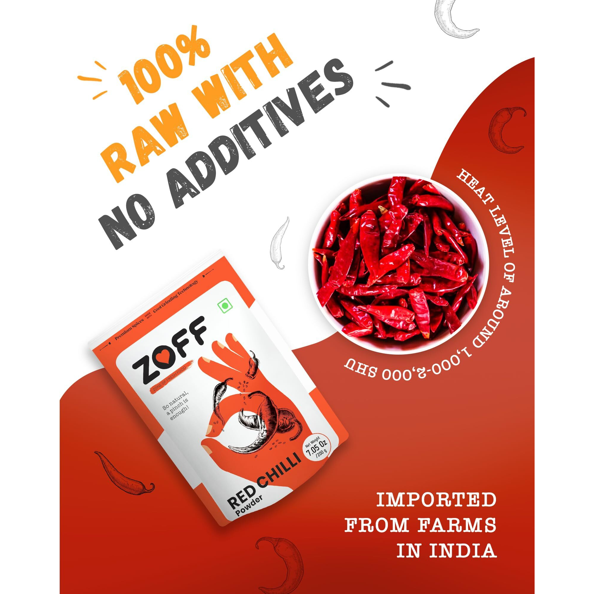 Zoff Red Chilli Powder | Lal Mirch Powder | Net Weight 200 g