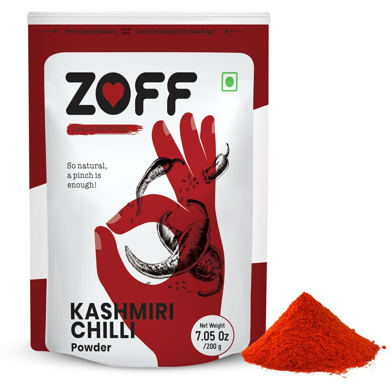 Zoff Kashmiri Chilli Powder Kashmiri Lal Mirch Powder Premium Zip Lock Pouch Net Weight-100 Gram