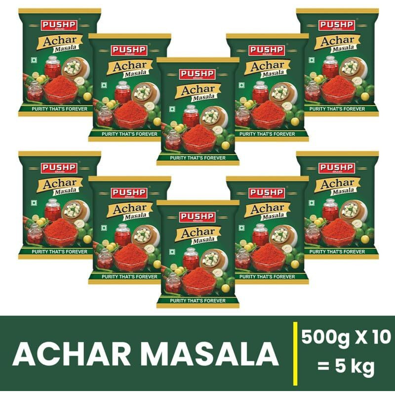 Pushp Brand Achar Masala Pouch (500gm each Pack) (Pack of 10)