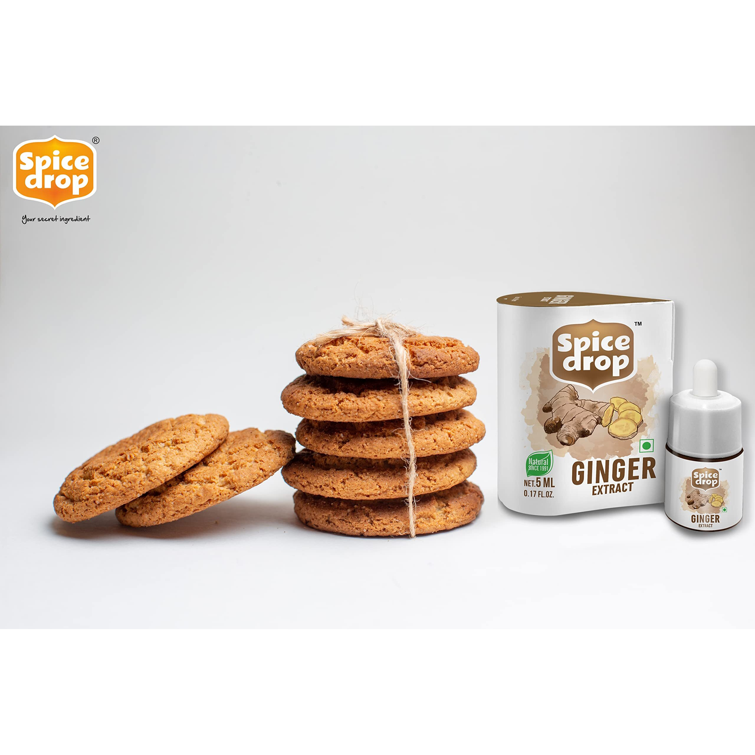 Spice Drop Ginger (Adarak) Extract | Natural Spice For Food and Beverages | Authentic Taste and Aromatic Flavor | Vegan | Pack Of 3, 5ML Each (180 Drops Equivalent To 40 Grams Powder)