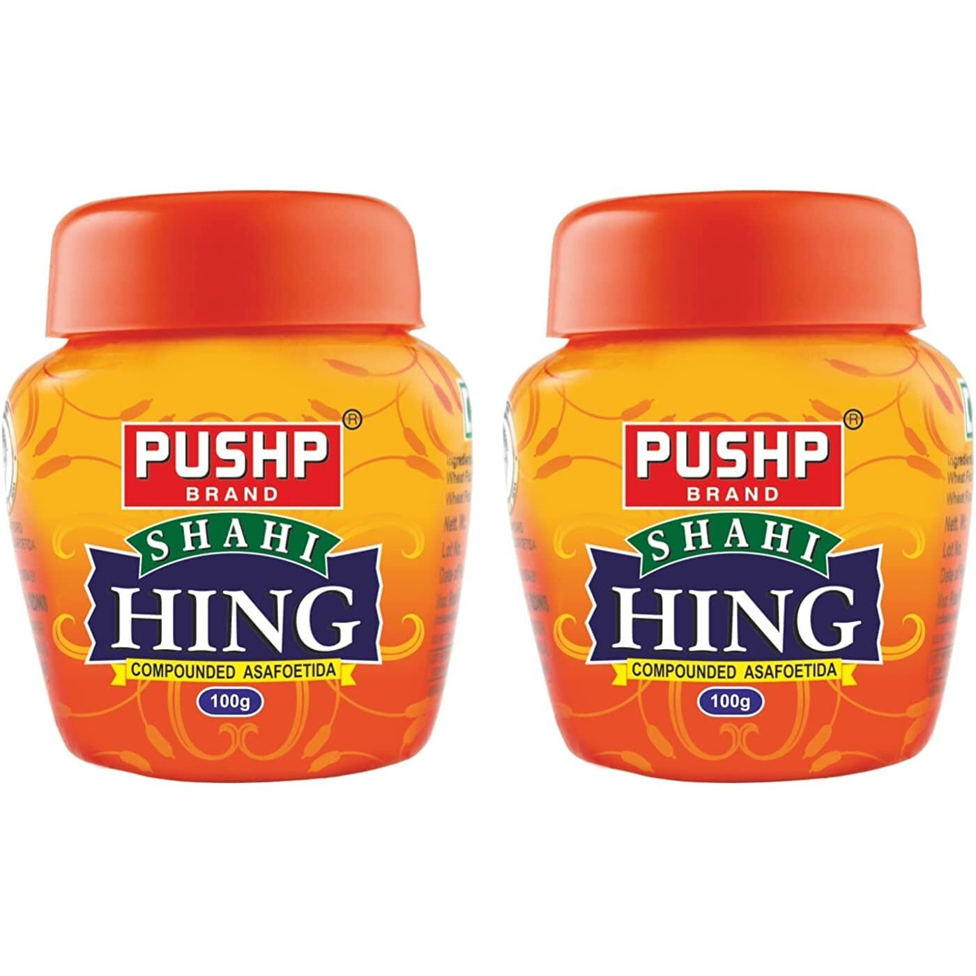 Pushp Brand Asafoetida Hing Jar Strongest Compounded Pure Hing Powder(100g) (Pack of 2)