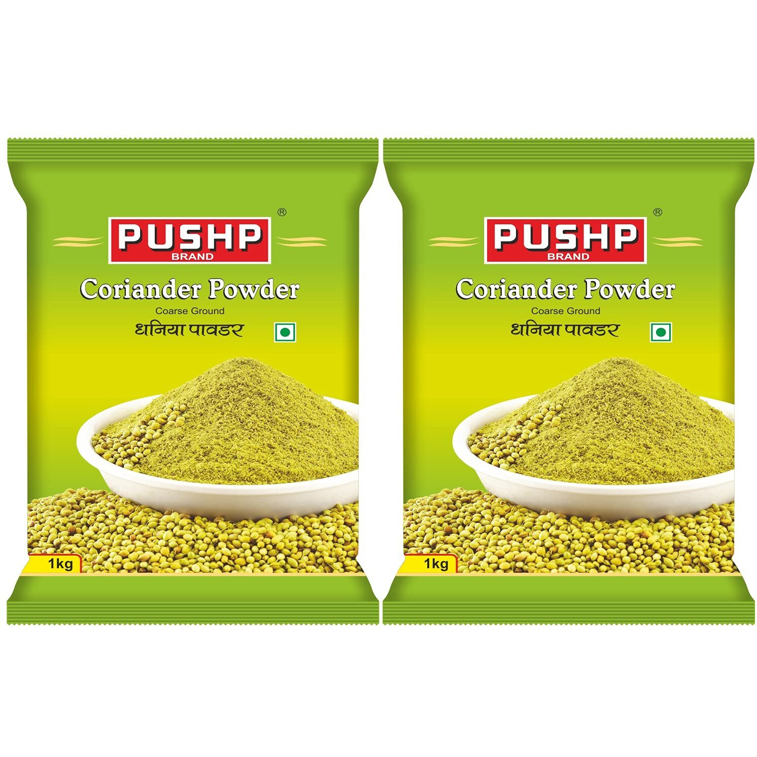 Pushp Brand Natural Coriander Powder Pouch (1Kg) (Pack of 2)